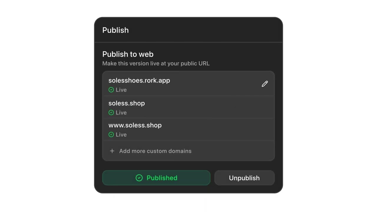 Publishing a website to custom domains in Rork